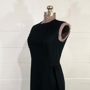 Vintage Black Party Dress Carol Rodgers Wool Skater 1960s 60s Sleeveless Boho Party Cocktail Goth Vamp New Year's Eve Small XS image 2