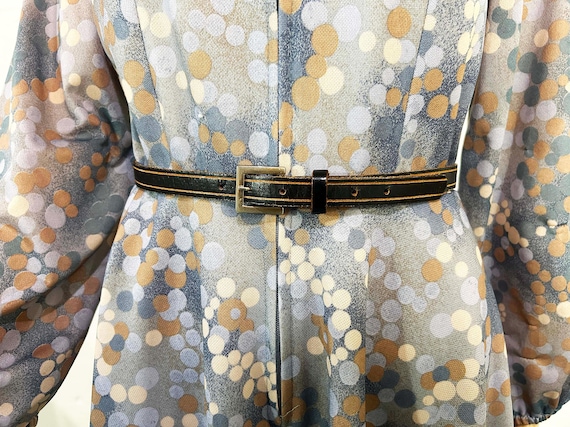 Vintage Skinny Leather Belt Western Cowgirl Cowboy Rockabilly Country Southwestern Embossed Gold Metal Buckle Large 1970s 1980s