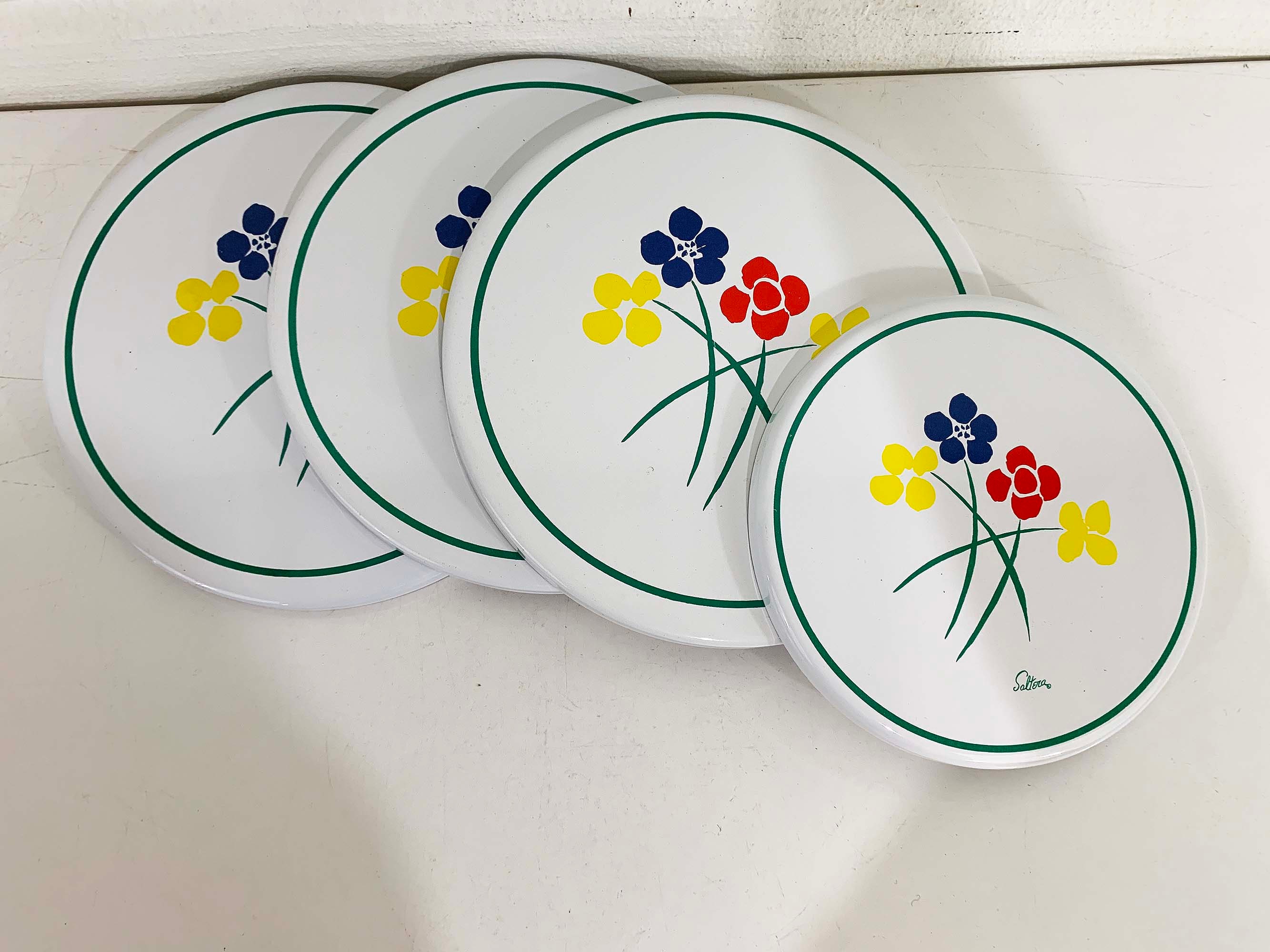 Vintage Red Green Enamel Burner Covers Set of 4 Saltera White Electric