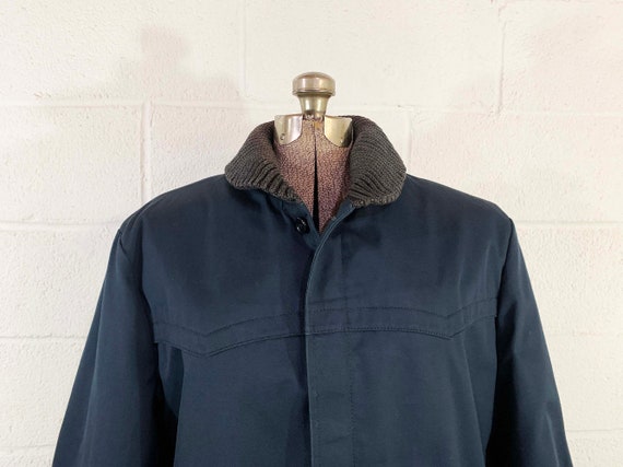 Vintage Navy Blue Winter Coat Hipster Jacket Outd… - image 3