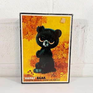 Vintage Honig Bär Puzzle Spiel 60er Jahre Puzzle Spiel Hippie Hippie Boho Wand Dekor Komplett Unbenutzt Groß Auge Lee Süß Kitsch 1960er Jahre