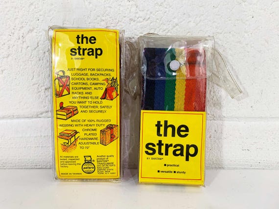 Vintage Bantam "The Strap" Rainbow Stripes Set of 2 Striped Bag Luggage Travel Japan 1960s Bronx NY