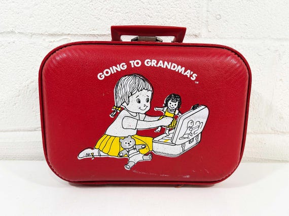 Vintage 1970s Red Suitcase: Going to Grandma's Travel Luggage
