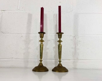 Vintage Brass Set of Two Candle Holders Candlesticks Retro Decor Mid-Century Hollywood Regency Candleholder MCM