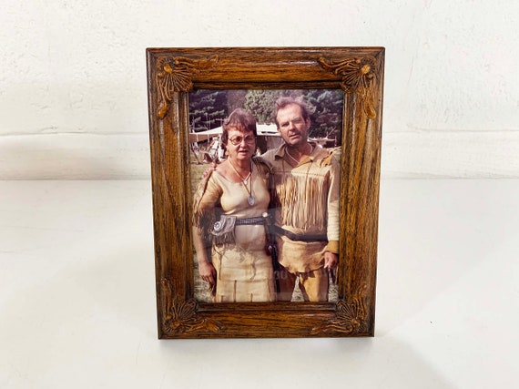 Vintage Framed Found Photo Western Couple National Muzzle Loading Rifle Association Photograph Framed 1980s 80s 1985 Wall Hanging Photo