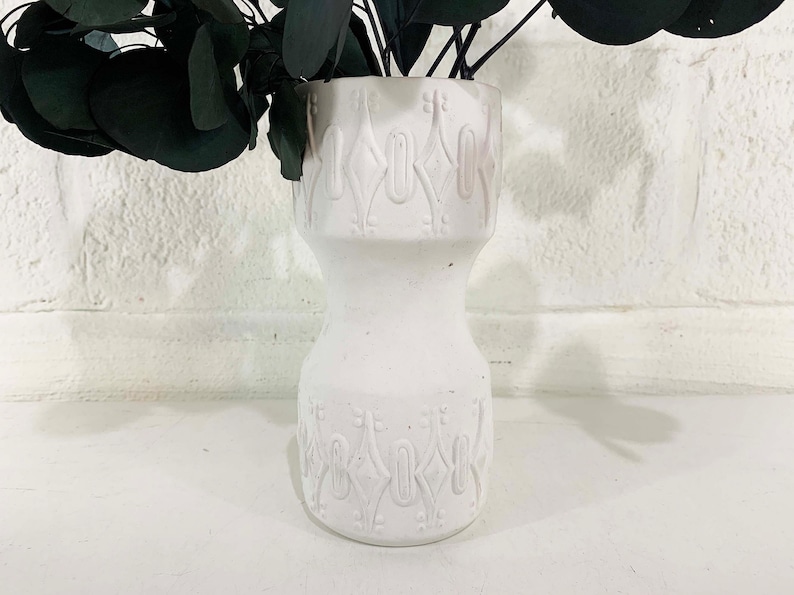 Vintage White Porcelain Vase Mid-Century Retro Pottery 1970s Matte Home Decor image 3