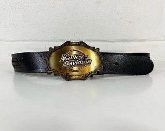 Vintage Harley-davidson Rhinestone Buckle Leather Belt  display picture 2