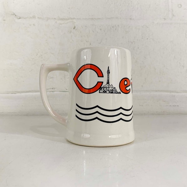 Vintage Cleveland Mug 1970s Ohio Beer Stein Coffee Cup Souvenir Tea Gift Travel Kitsch 70s 1979