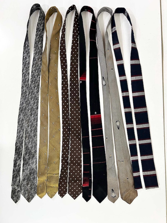 Vintage 1950s Skinny Necktie - Choose One - Art Deco 1960s Menswear Tie Suit Father's Day Square Mad Men