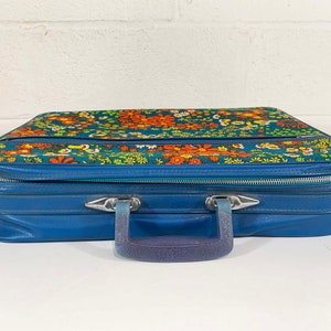 Vintage Small Flower Power Suitcase Rainbow Floral Case Make Up Bag Makeup Overnight Bag Luggage Travel 1970s 1960s Mod Kitsch Kawaii image 3