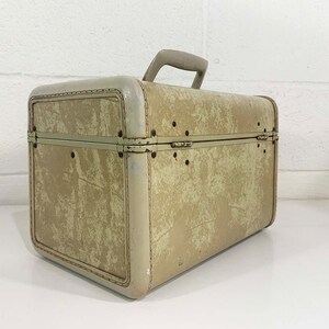 Vintage Samsonite Streamlite Train Case Make Up Bag Suitcase Makeup Case Overnight Bag Luggage Travel 1950s Mirror Vanity 1940s Beige Ivory image 3