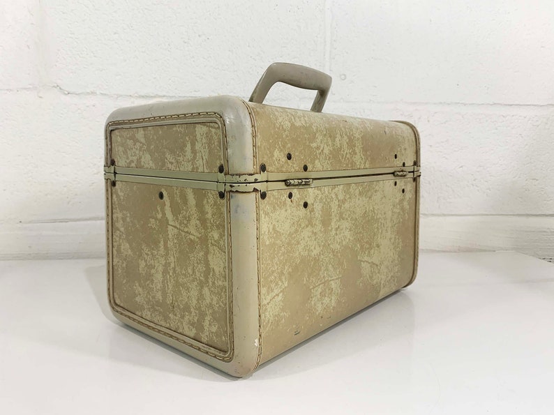 Vintage Samsonite Streamlite Train Case Make Up Bag Suitcase Makeup Case Overnight Bag Luggage Travel 1950s Mirror Vanity 1940s Beige Ivory image 3