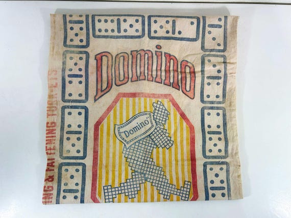 Vintage Domino Feed Sack 100 lbs Turk-ets Nowak Milling Hammond 1940s