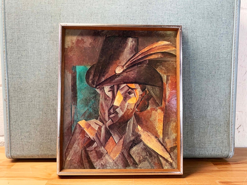 Vintage Pablo Picasso Framed Print Woman in a Black Hat Fernande Olivier Portrait Artwork MOMA Spain Cubism 1909 1900s image 6