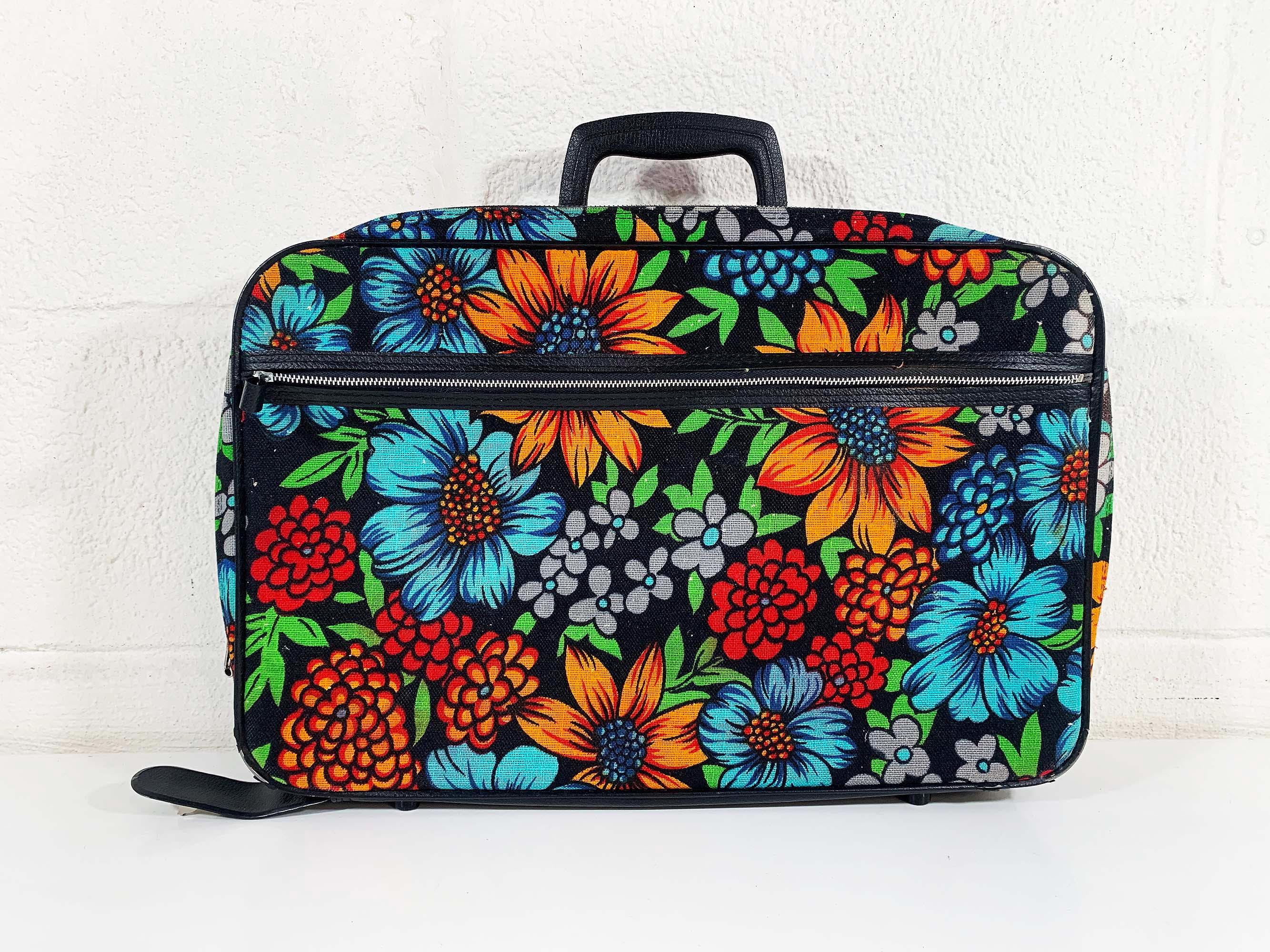 Vintage Bantam Travelware Flower Suitcase Rainbow Floral