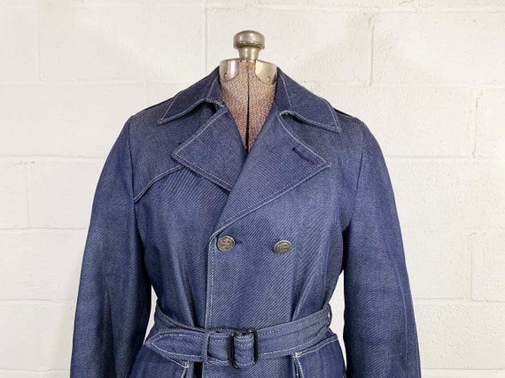 Vintage Blue Royalad Trench Coat Winter Parka Rem… - image 3