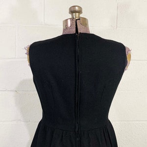 Vintage Black Party Dress Carol Rodgers Wool Skater 1960s 60s Sleeveless Boho Party Cocktail Goth Vamp New Year's Eve Small XS image 8