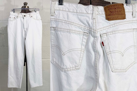 Vintage Levi's 512 Jeans White Denim Slim Fit Tapered Leg USA Made Large Size 13 Waist 30" Inseam 26" 1990s 90s