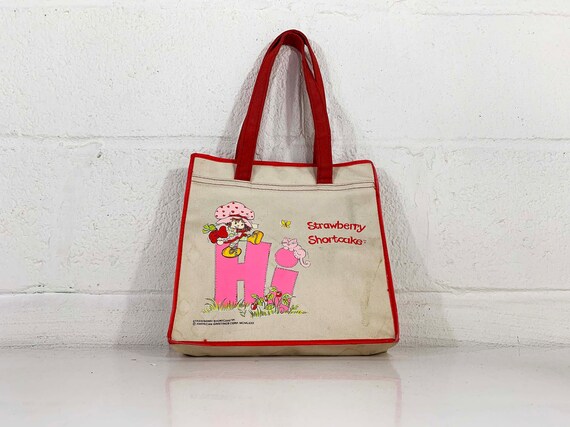 Vintage Strawberry Shortcake White Canvas Bag Car… - image 3