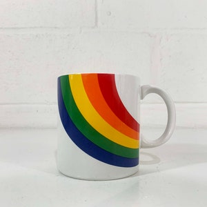 Vintage Rainbow Mug 1980s Made In Korea F.T.D.A. FTDA Coffee Cup Gay Pride Classic 1984 Cheerful Kitsch Kawaii Stranger Things image 1