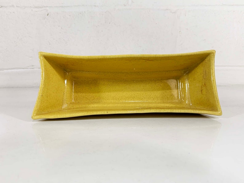 Vintage Yellow McCoy Style Planter Art Deco Geo Geometric Glaze Ceramic Pottery Pot Mid-Century Gold Sunshine Butter USA 1950s 1960s image 6