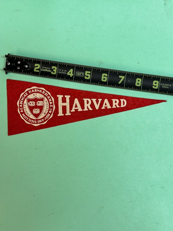 1950's Vintage Harvard Crimson Ivy League College University Mini Pennant  Flag Banner Cambridge Massachusetts 3.5x9.75 Inches 