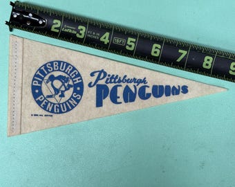 Vintage Pittsburgh Penguins NHL hockey MINI Pennant Flag Banner 4x9 inches