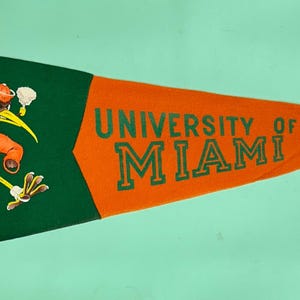 Vintage Miami Hurricanes Florida Football University Pennant 12x30