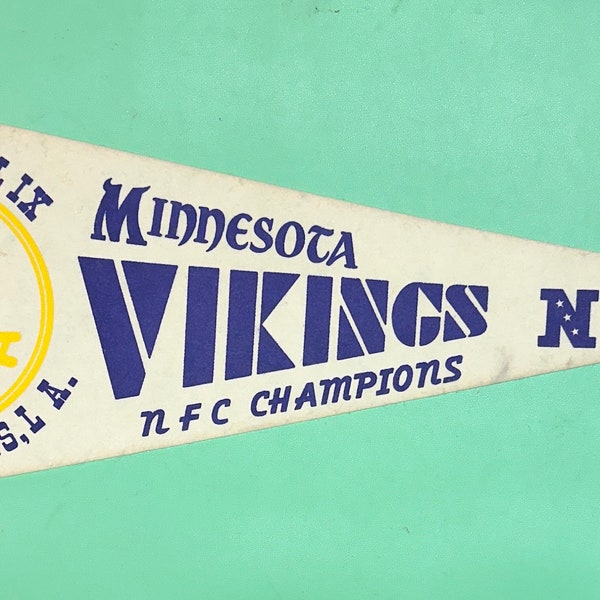 1975 Vintage Minnesota Vikings Nfl Football Pennant 12x30 Super Bowl VIII Rare IX