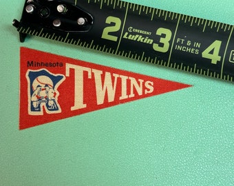1960's Vintage Minnesota Twins baseball Mini fabric decal Pennant 1.75x3.5 inch Flag Banner