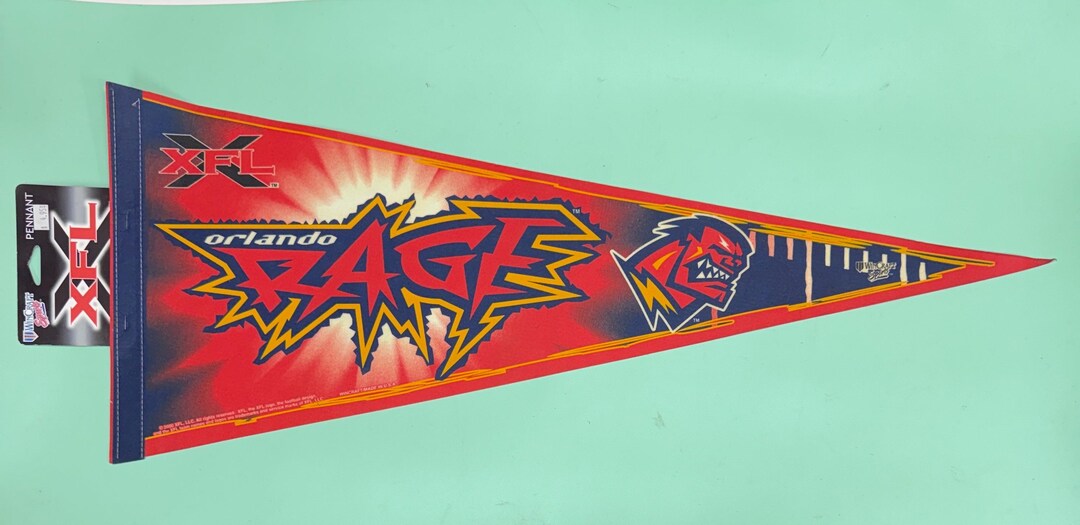 Xfl Rage Vintage 2000’s Orlando Rage XFL Football Pennant 12x30 Inch - Etsy