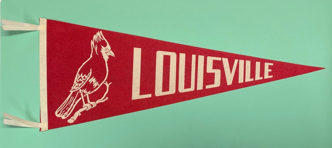 1950's Vintage Louisville Cardinals Kentucky College University MINI  Pennant Flag Banner 3.75x8.5 inches