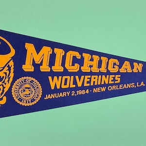 1984 Vintage Michigan Wolverines Football University Pennant 12x30 Sugar Bowl