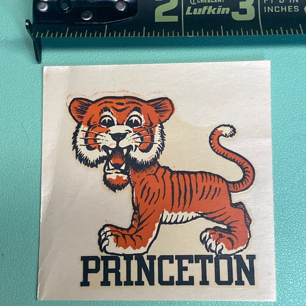 1950s Vintage Princeton tiger university 3x3 inch decal university