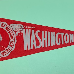 1950s vintage Washington State Cougars College University 11.5x29 inches Pennant Flag Banner