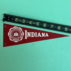 1950's Vintage Indiana Hoosiers  College University MINI Pennant Flag Banner 3.25x9.25 inches