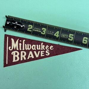 1950's Vintage Milwaukee braves baseball Mini Pennant 2x5.5 inch Flag Banner