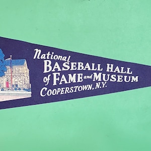 1960&#39;s National baseball hall of fame mlb Cooperstown New York  pennant baseball mlb vintage 9x27 inches