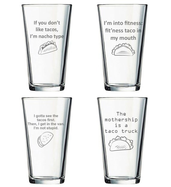 Taco Tuesday Beer Glasses set of 12 