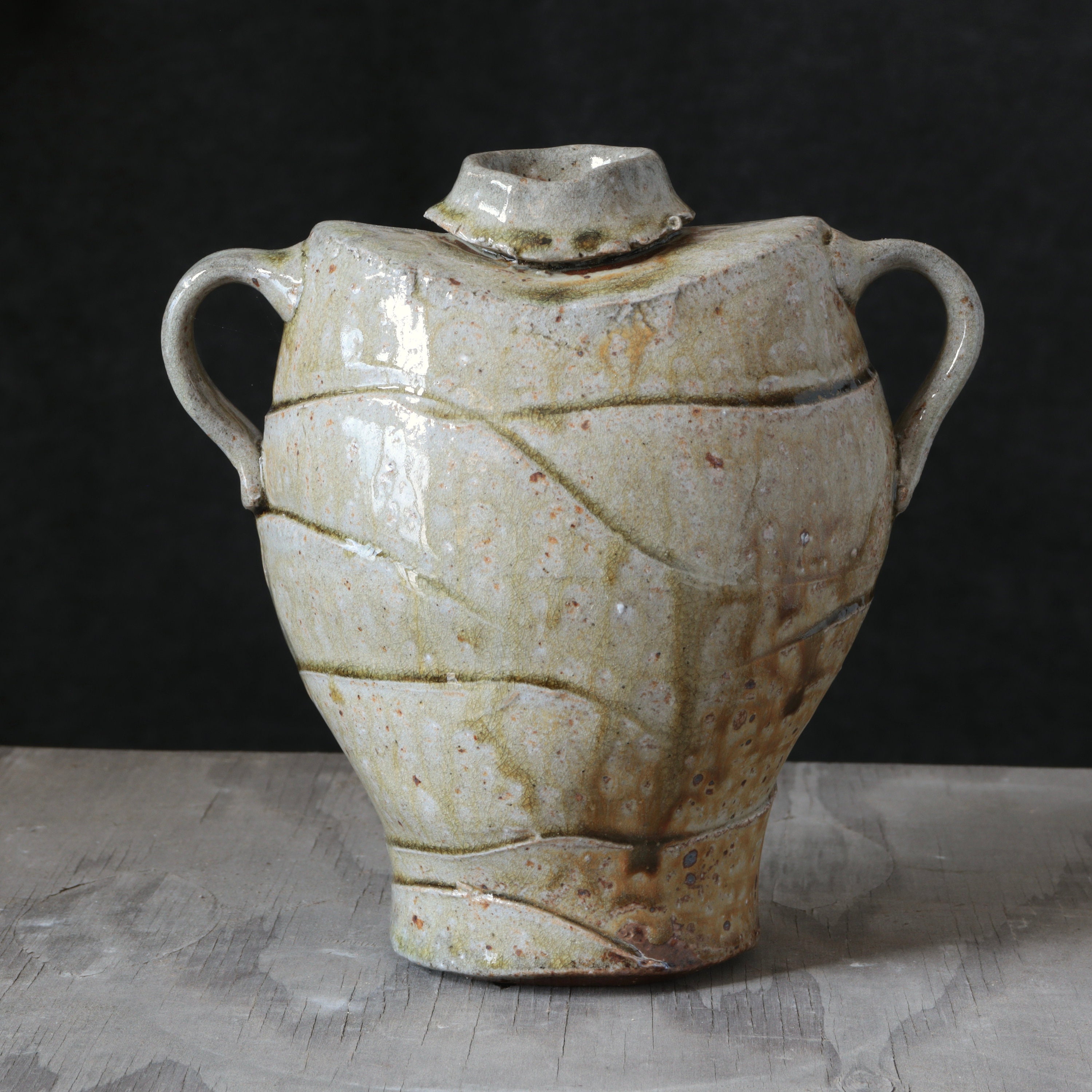 Funky Bottle 1 Soda Fired Ash Glaze