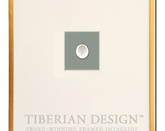 Neo-Classical Framed, Single Intaglio mounted on Blue Silk