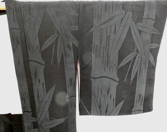 Haori. Black Bamboo Rinzu Silk. Japanese Kimono Coat. Heavenly.