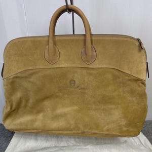 Luxury Etienne Aigner camel suede tote handbag. German luxury item.