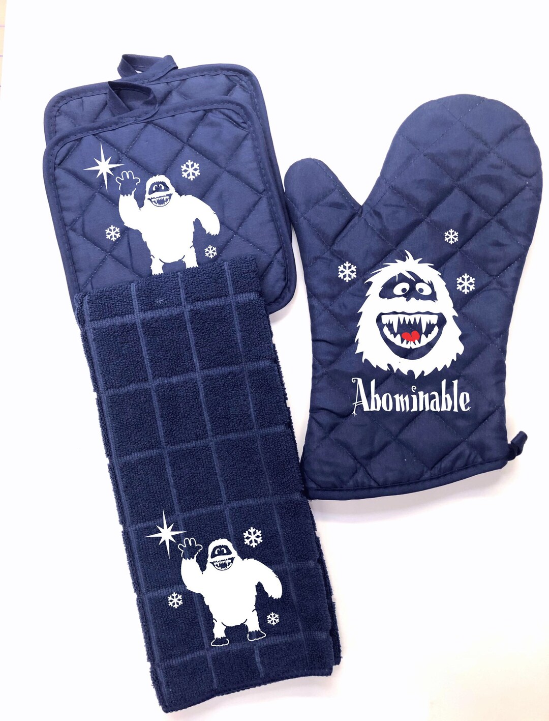 Abominable Snowman Rudolph Movie Navy Blue Oven Mitt Set With Etsy