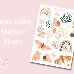 Boho babe - Boho Planner stickers | Boho minimalist stickers, Boho botanical stickers, Aesthetic abullet journal stickers, Line art stickers