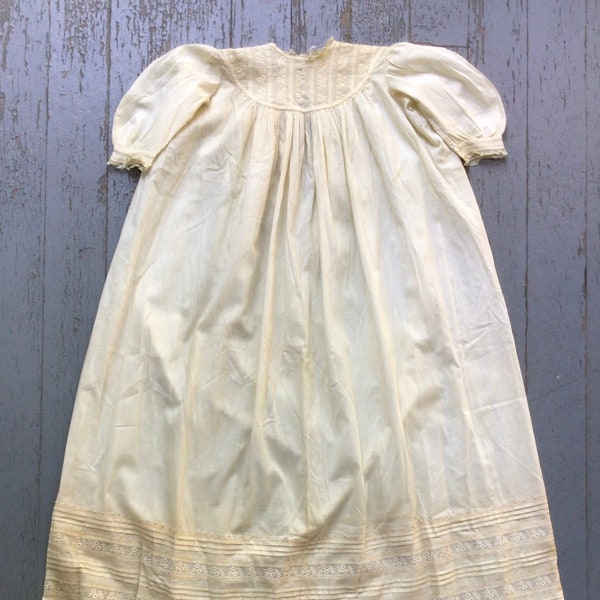 Antique Infants’s Gown, Embroidered, Handsewn, AS IS. For Doll, Quilt, Craft