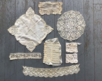 Assorted Pieces of Antique Lace, Trim for Craft