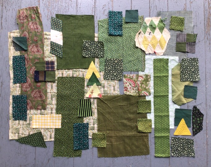 Antique Fabric Pieces and Patchwork, Indigo, Navy, Teal and Green, 1850 ...