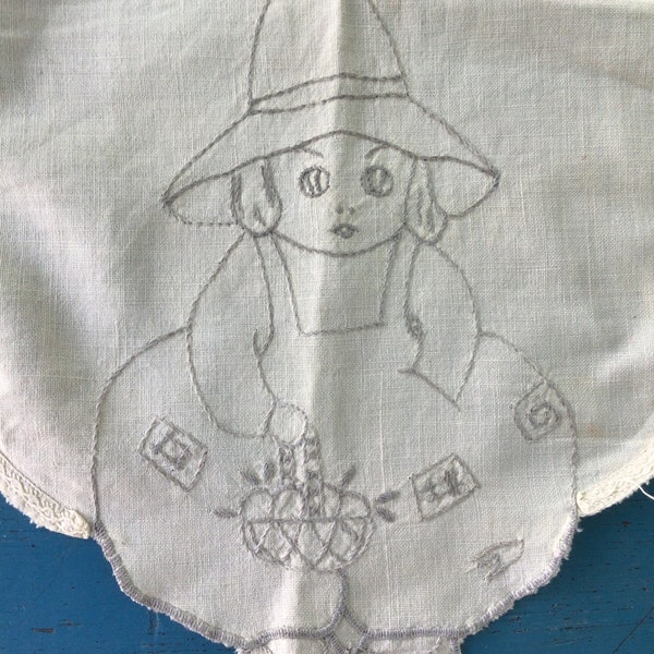 Antique, Embroidered Kewpie Bib