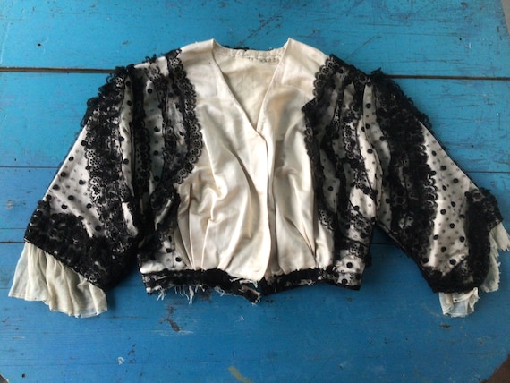 Antique, Edwardian Bodice, Satin w Lace ‘Bolero’,